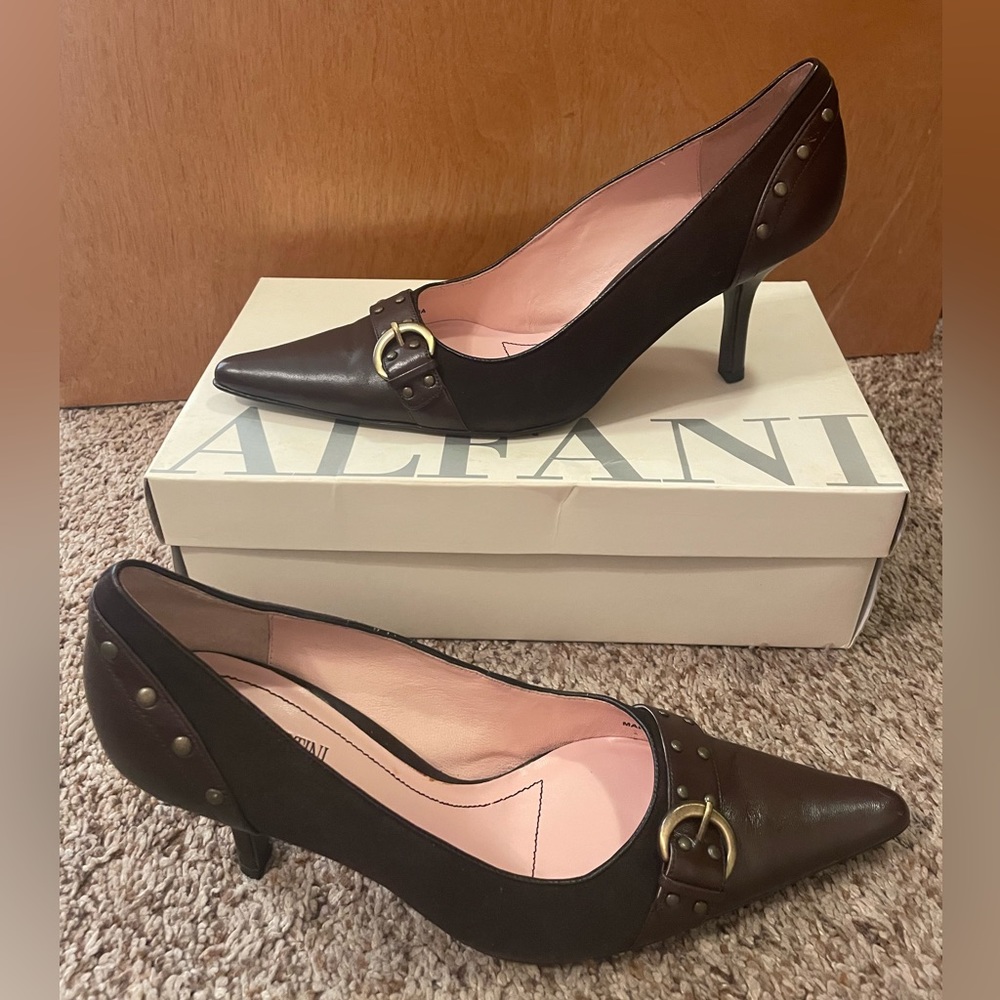 Franco Fortini Women Dark Brown Suede Leather Size 10 Medium
